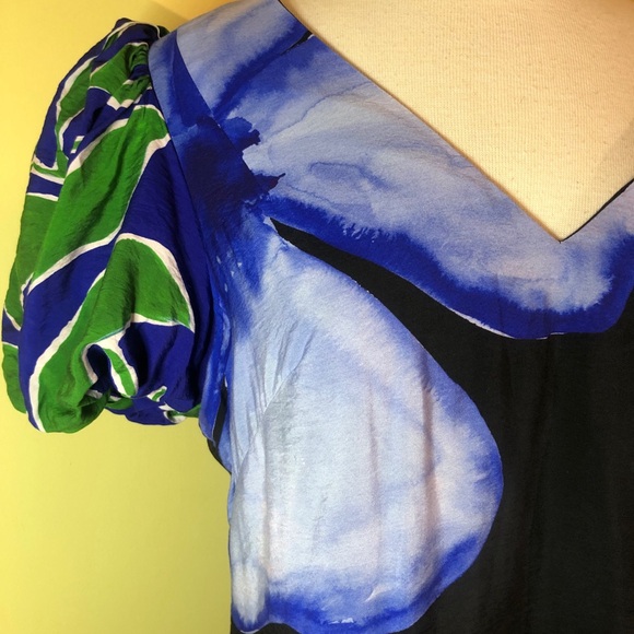 Anthropologie Puff Sleeve Floral Maxi Dress Slit Both Sides - Picture 9 of 16